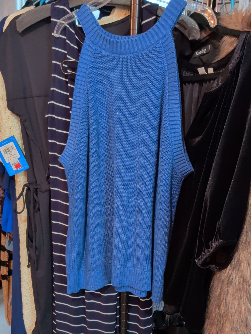 Old Navy Royal Blue Sleeveless Cowl Knit Top
